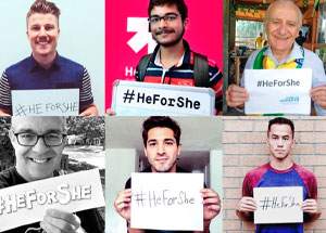 Foto de homens que apoiam o movimento He-for-she